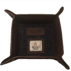 Harris Tweed Castle Bay Leather Wool Coin Valet Tray